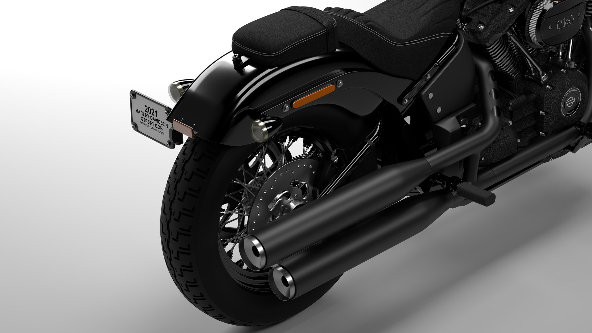 Realistic Harley Davidson Street Bob 2021 Vivid Black 3D Model