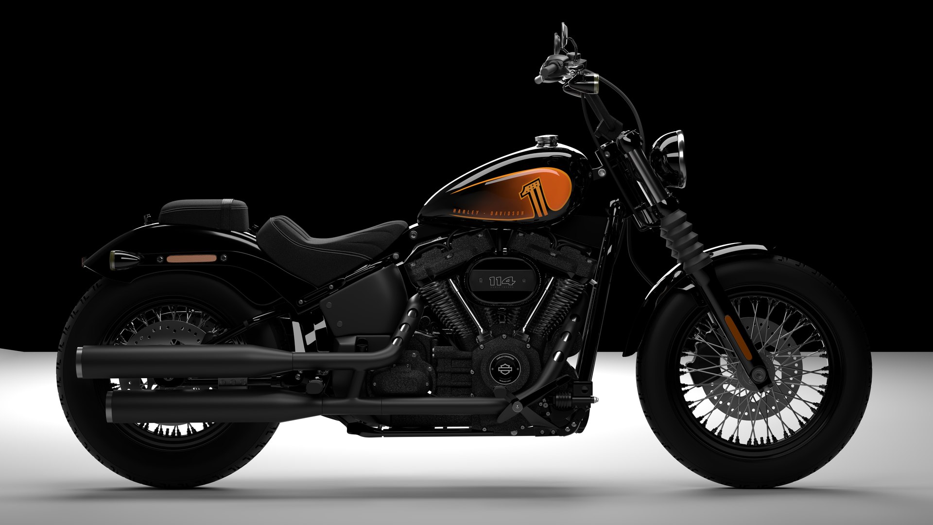 Realistic Harley Davidson Street Bob 2021 Vivid Black 3D Model