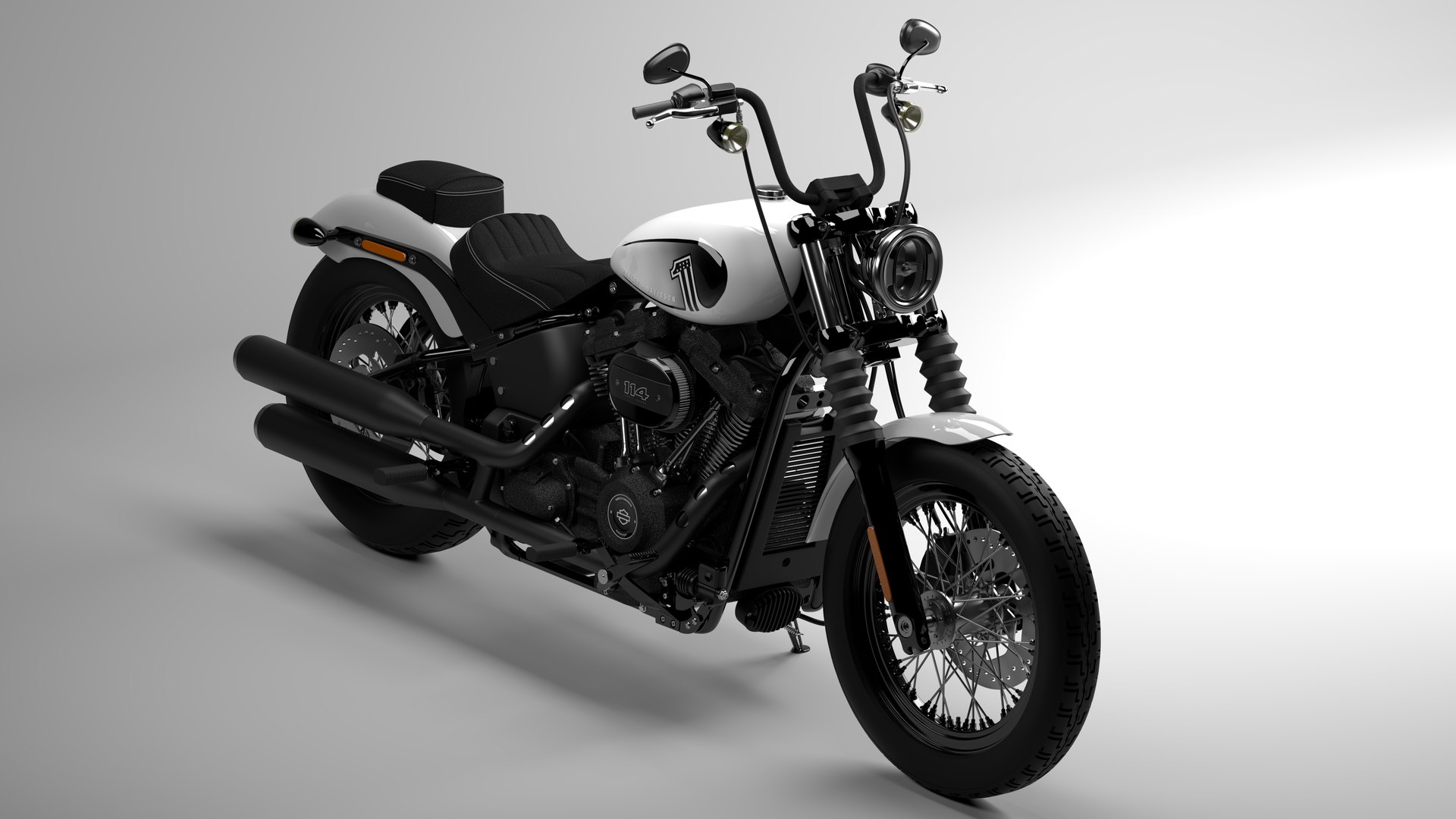 Harley Davidson Street Bob 2021 3D Model (Stone Washed White Pearl)