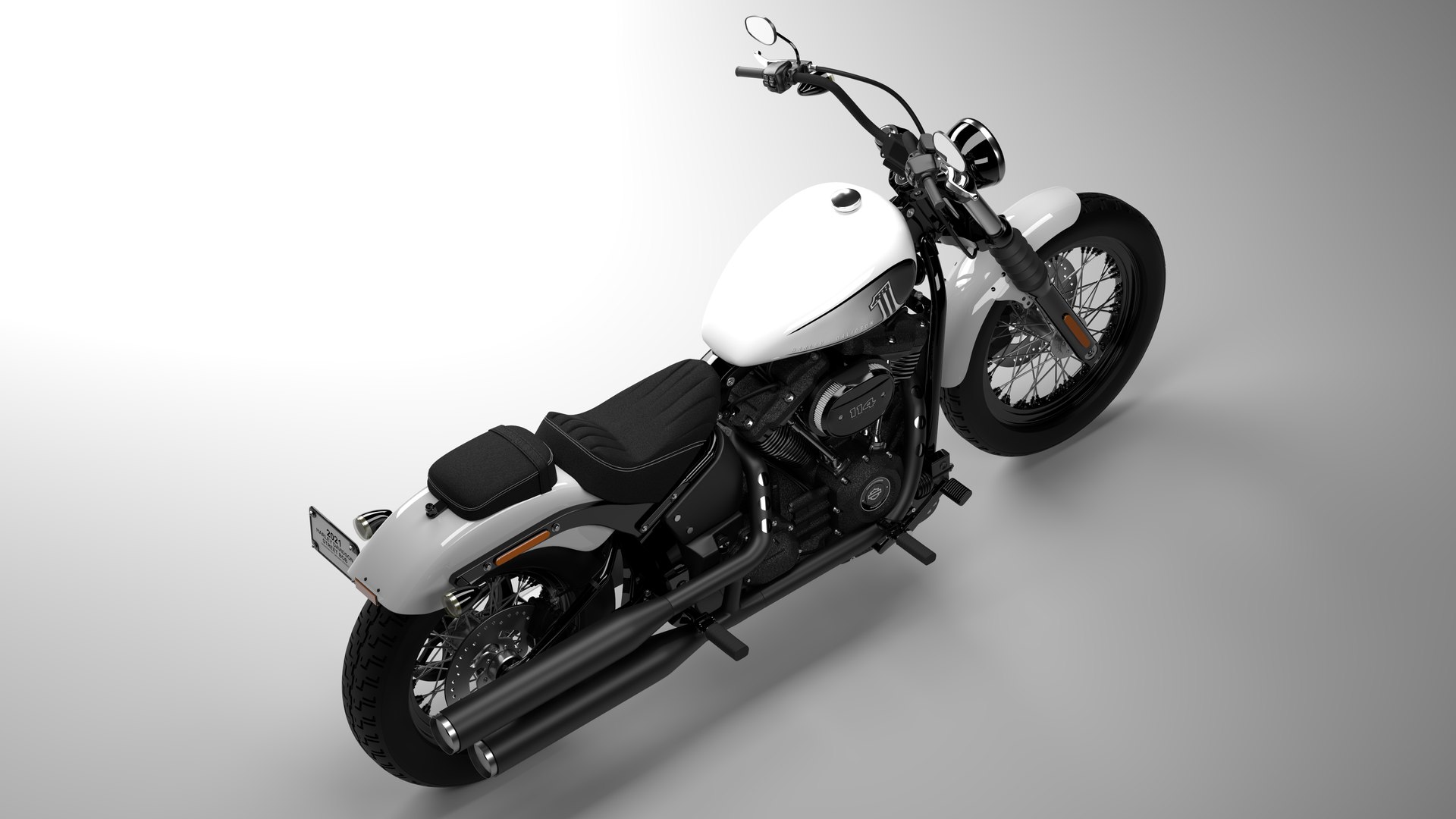 Harley Davidson Street Bob 2021 3D Model (Stone Washed White Pearl)