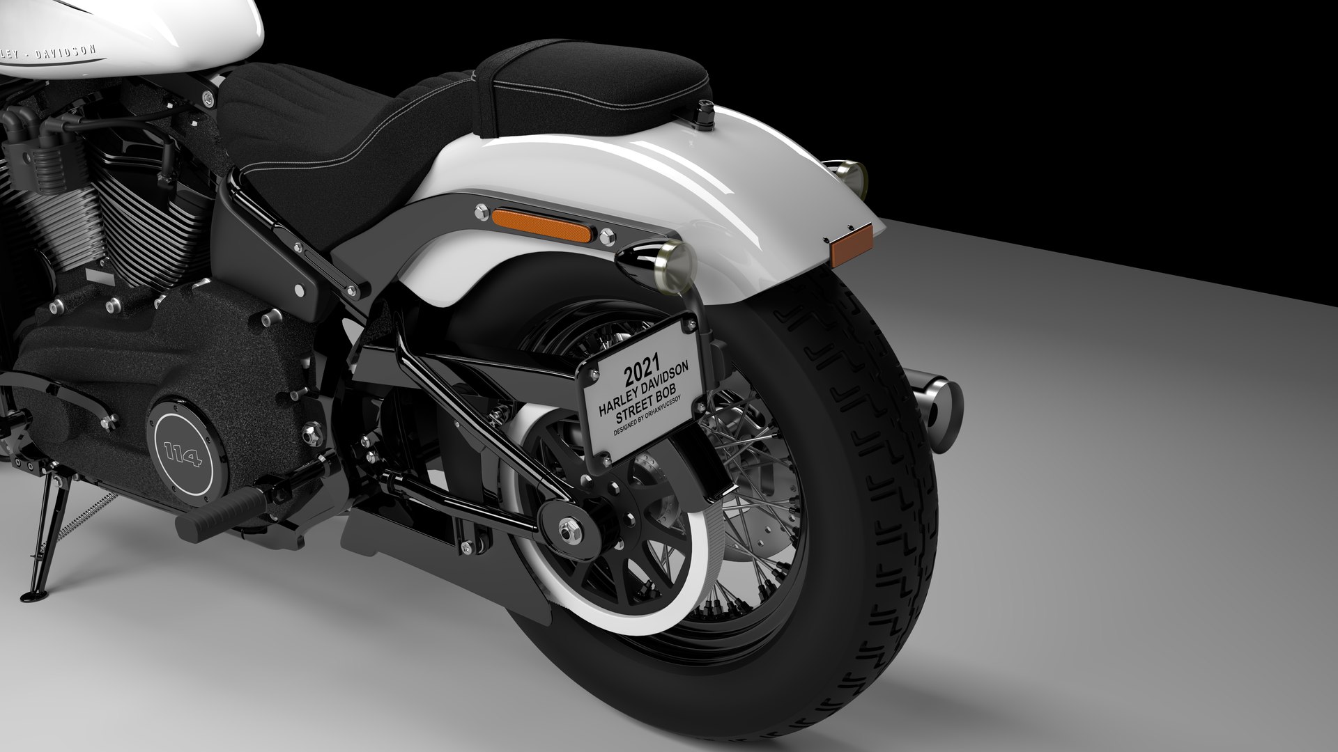 Harley Davidson Street Bob 2021 3D Model (Stone Washed White Pearl)