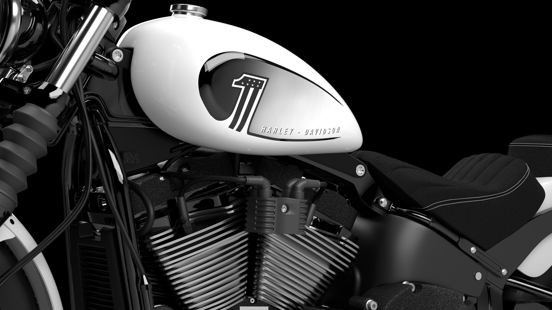 Harley Davidson Street Bob 2021 3D Model (Stone Washed White Pearl)