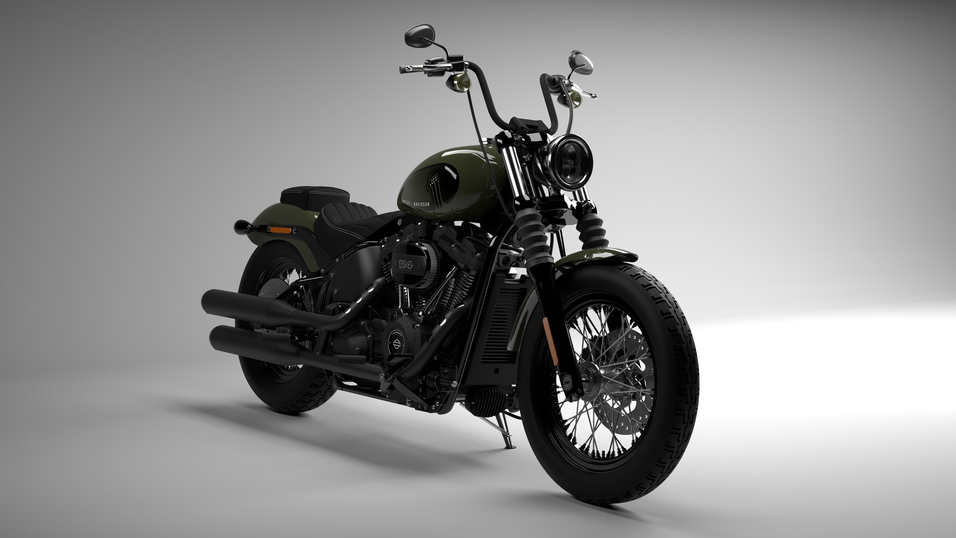 Harley Davidson Street Bob 2021 3D Model (Deadwood Green)