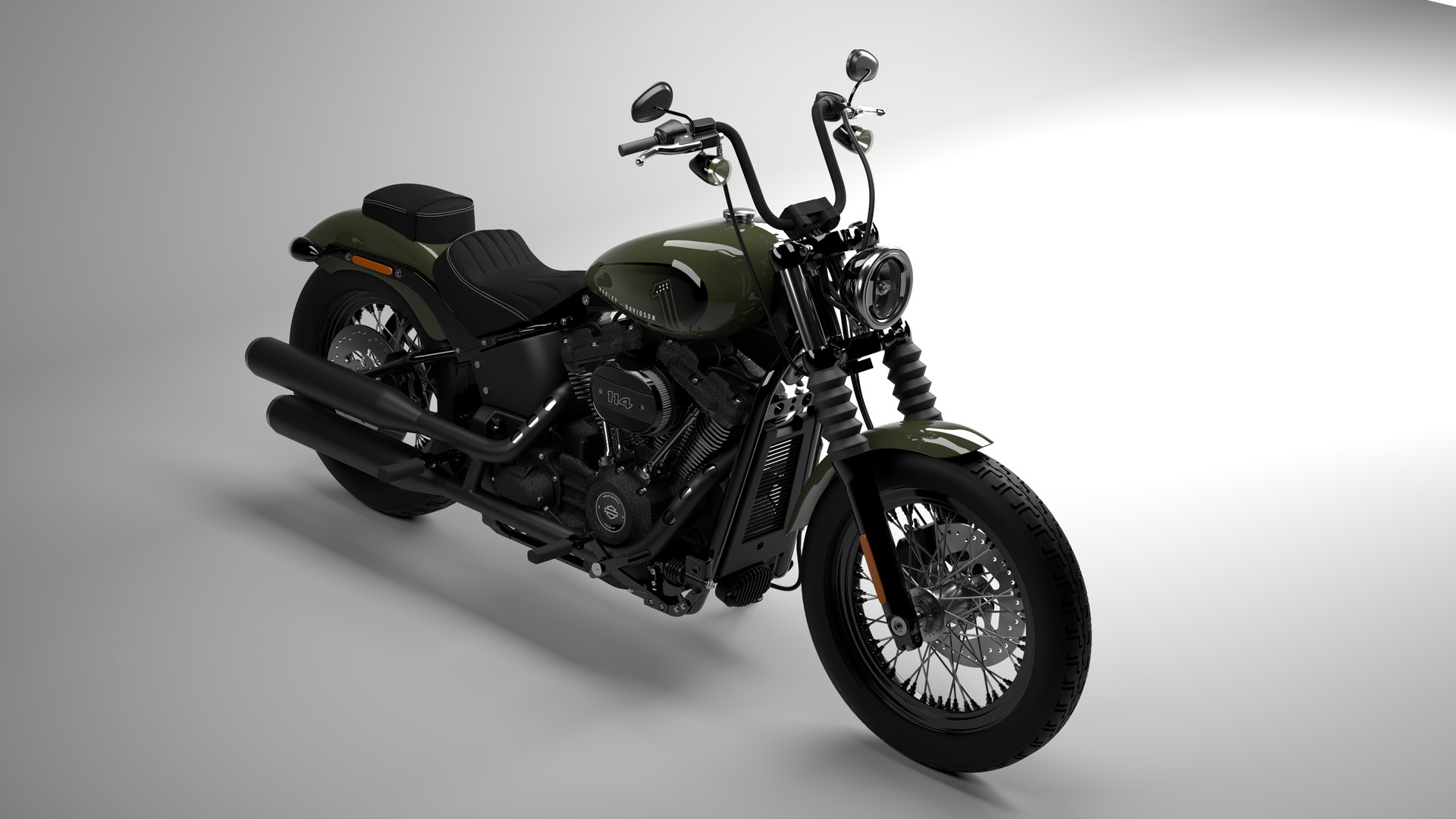 Harley Davidson Street Bob 2021 3D Model (Deadwood Green)
