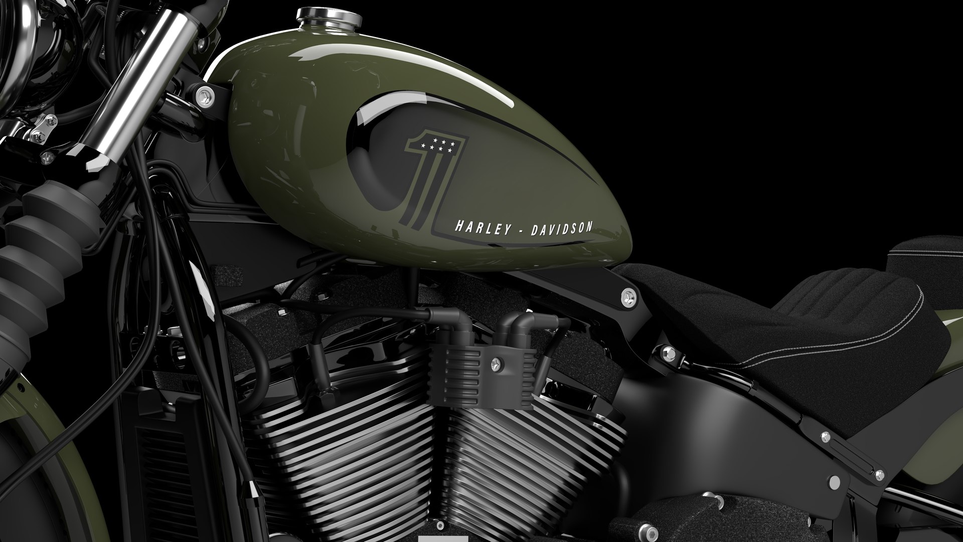 Harley Davidson Street Bob 2021 3D Model (Deadwood Green)