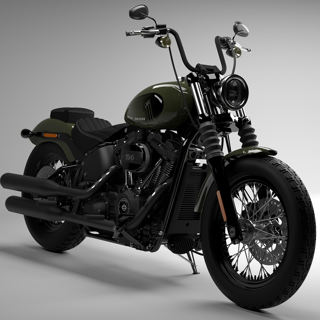 Harley Davidson Street Bob 2021 3D Model (Deadwood Green)