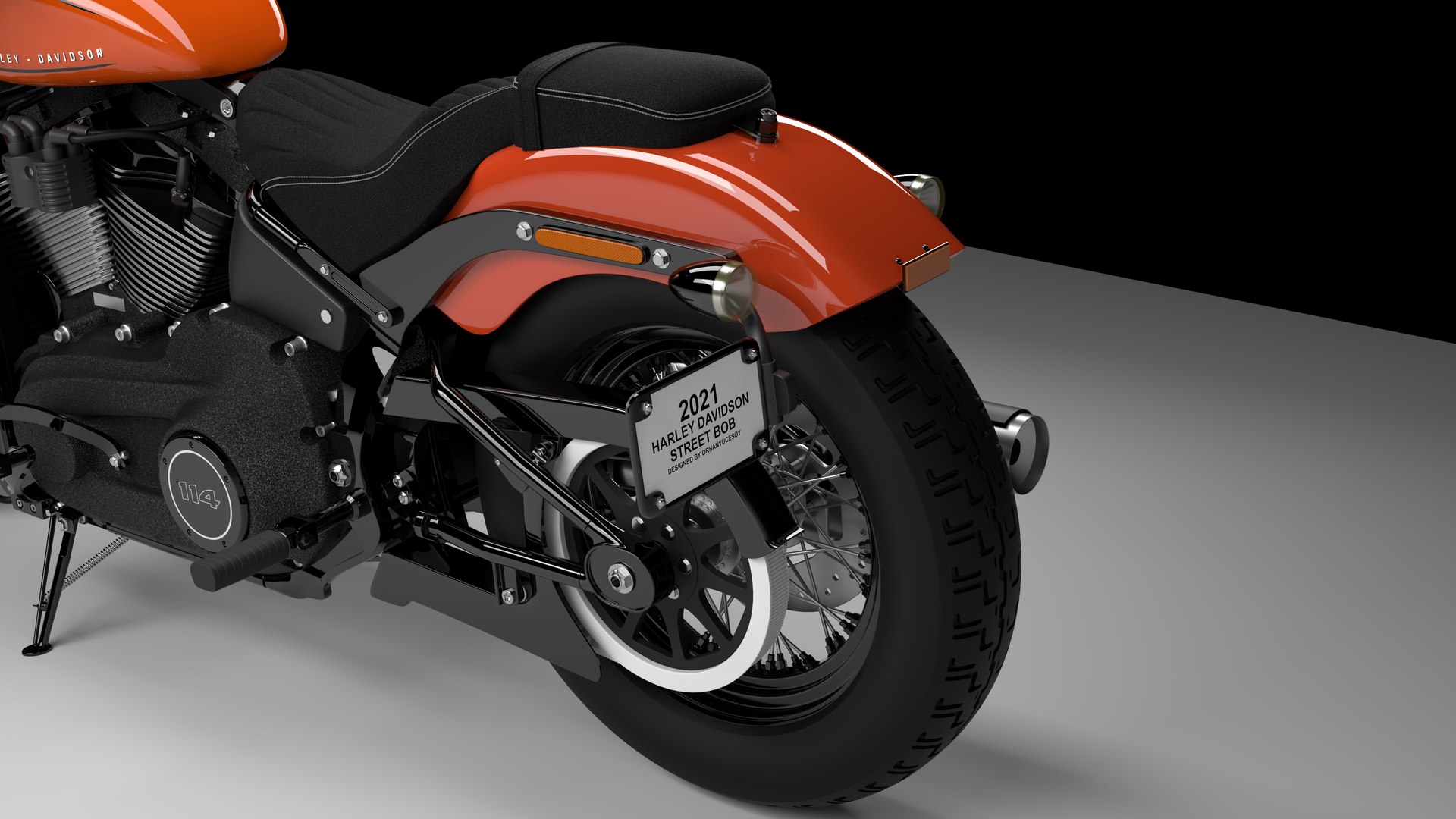 Harley Davidson Street Bob 2021 3D Model (Baja Orange)