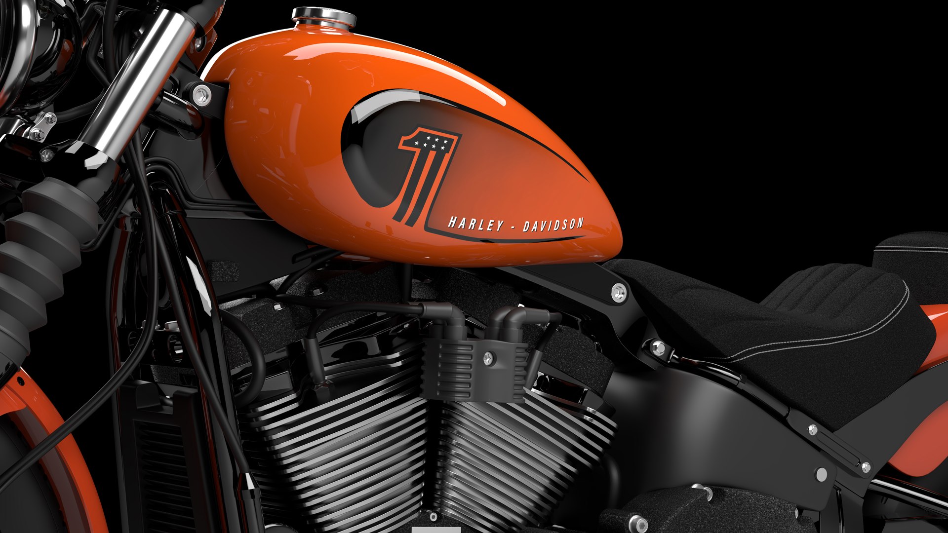 Harley Davidson Street Bob 2021 3D Model (Baja Orange)