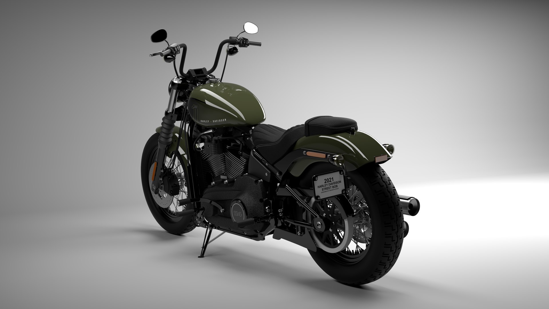 Harley Davidson Street Bob 2021 3D Model (All Colors)