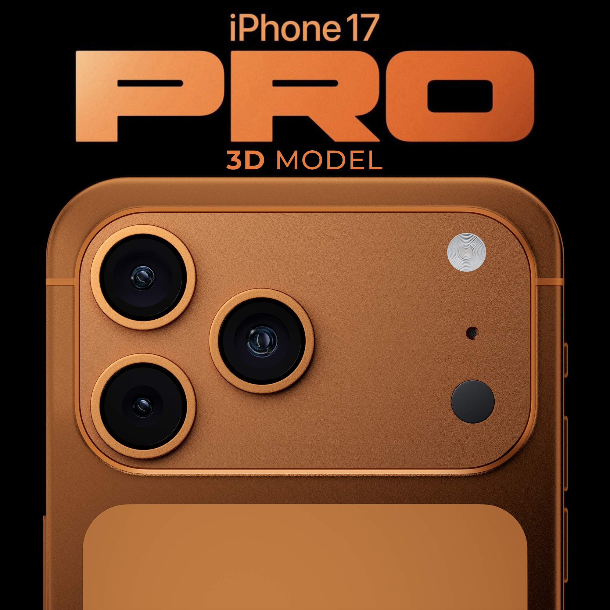 Apple iPhone 17 Pro Max 3D Model Cosmic Orange