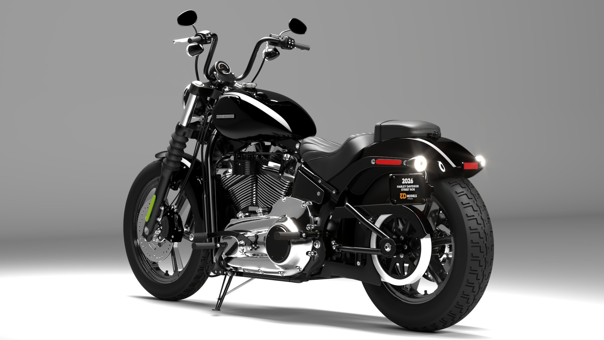 Harley Davidson Street Bob 2026 3D Model (Vivid Black)