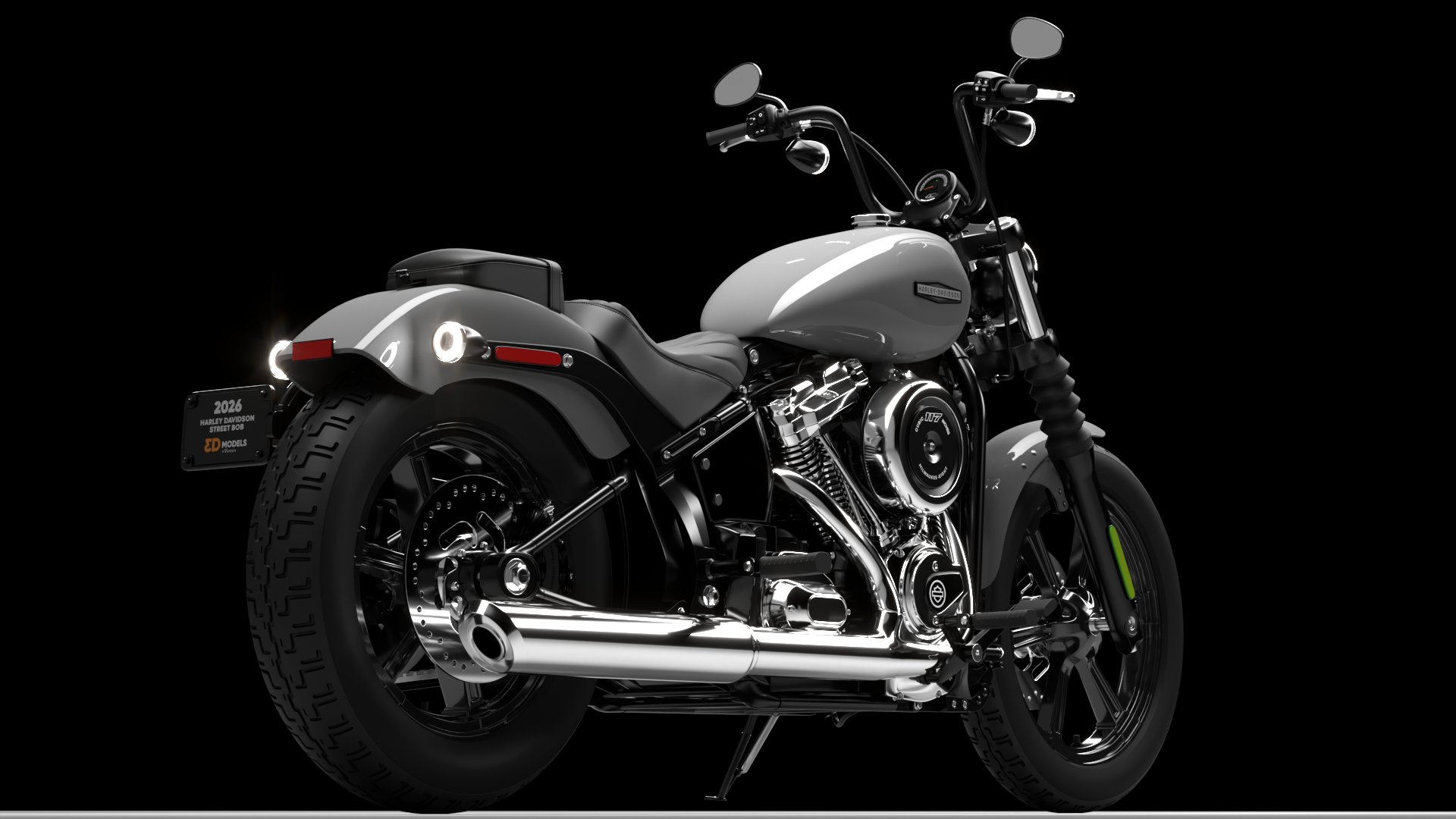 Harley Davidson Street Bob 2026 3D Model (Dark Billiard Gray)