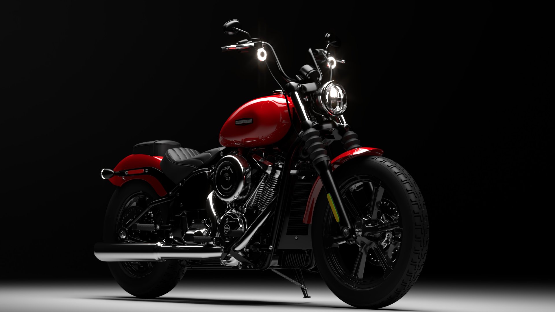 Harley Davidson Street Bob 2026 3D Model (Brilliant Red)