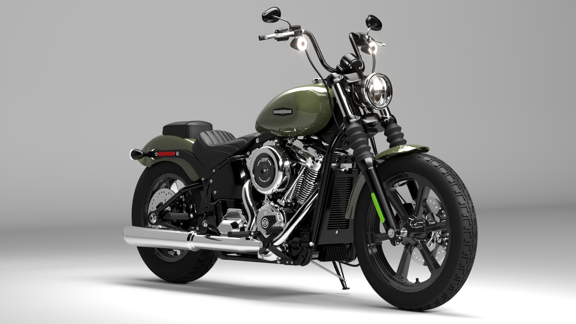 Harley Davidson Street Bob 2026 3D Model (Olive Steel Metallic)