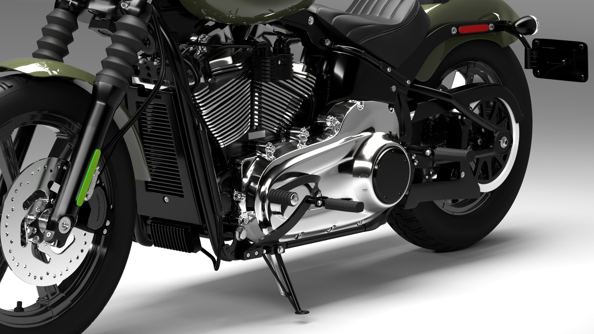 Harley Davidson Street Bob 2026 3D Model (Olive Steel Metallic)