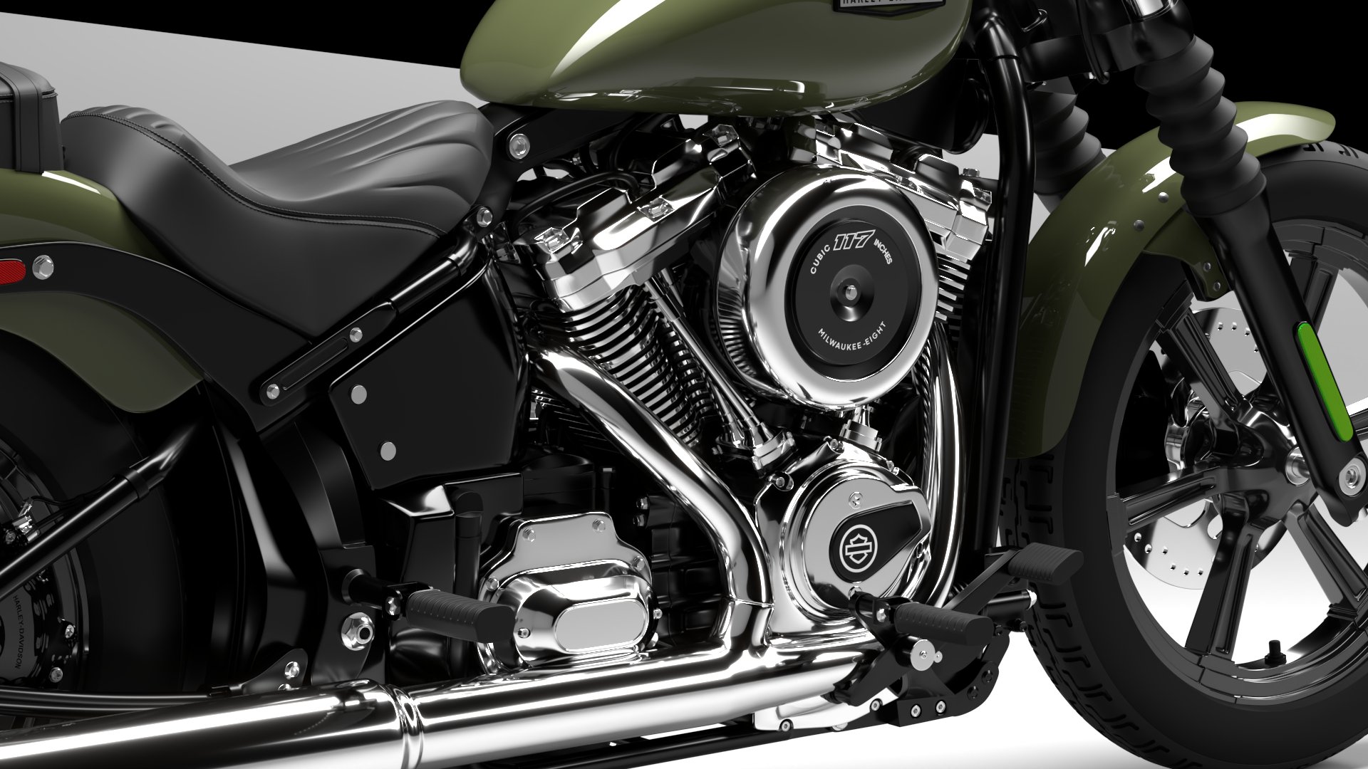 Harley Davidson Street Bob 2026 3D Model (Olive Steel Metallic)