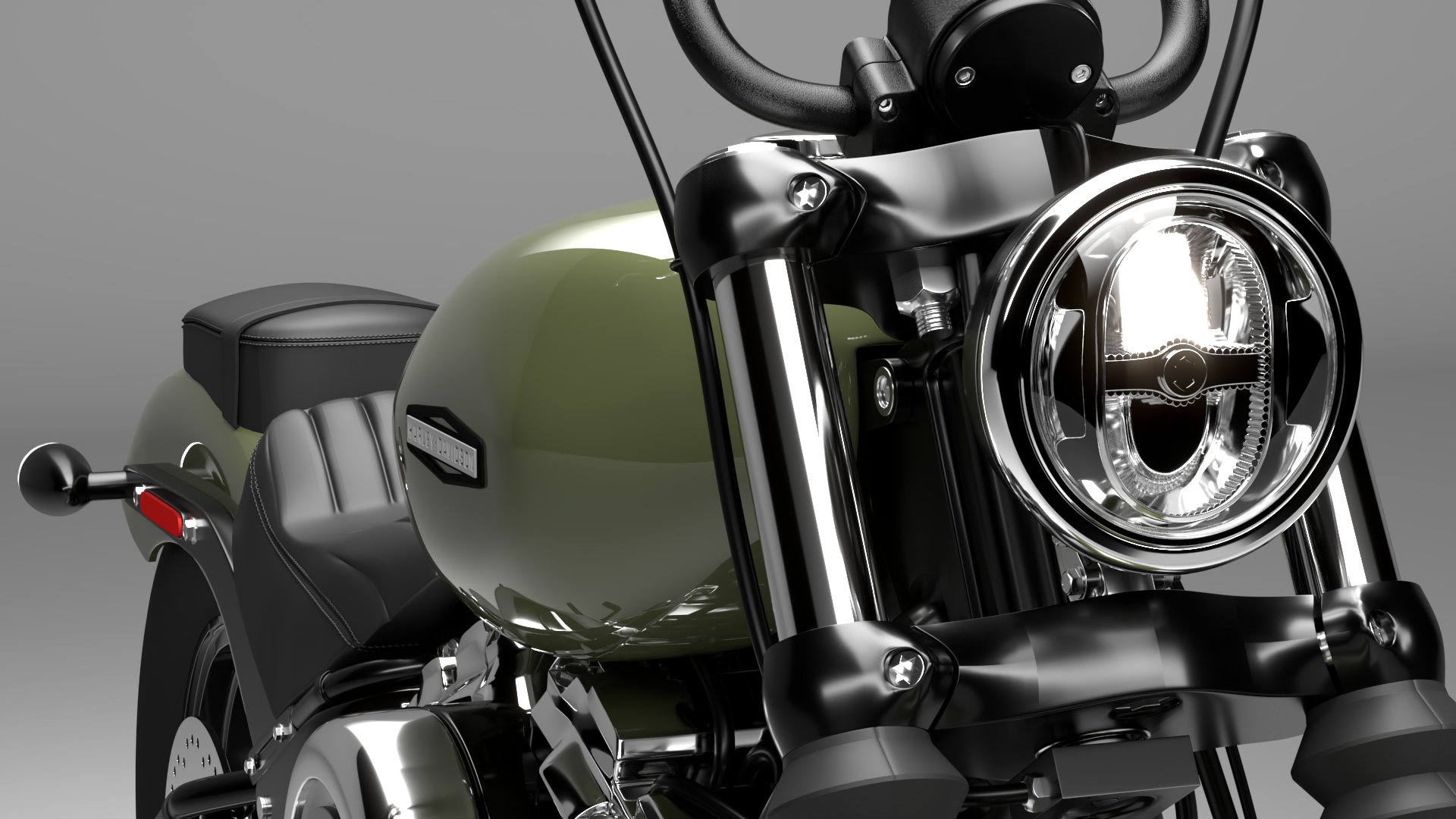 Harley Davidson Street Bob 2026 3D Model (Olive Steel Metallic)