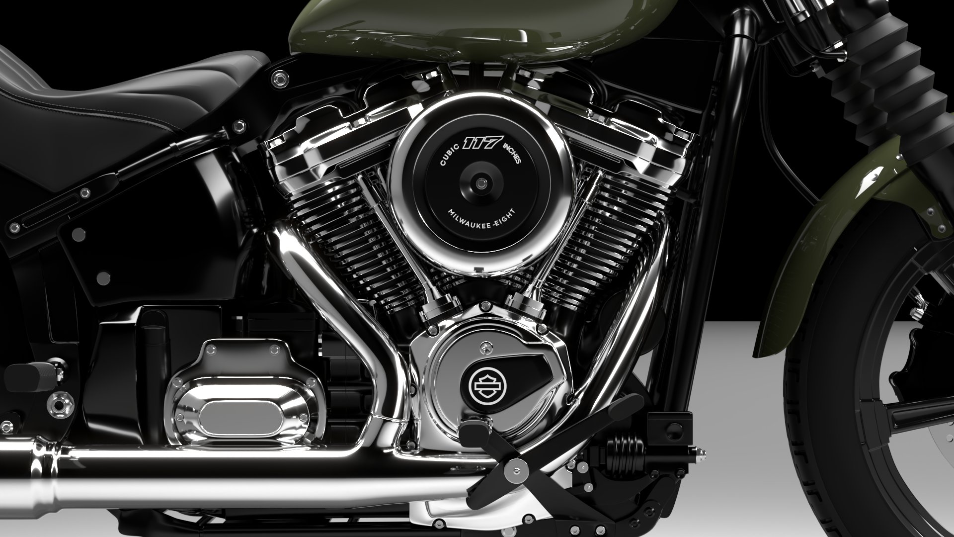 Harley Davidson Street Bob 2026 3D Model (Olive Steel Metallic)