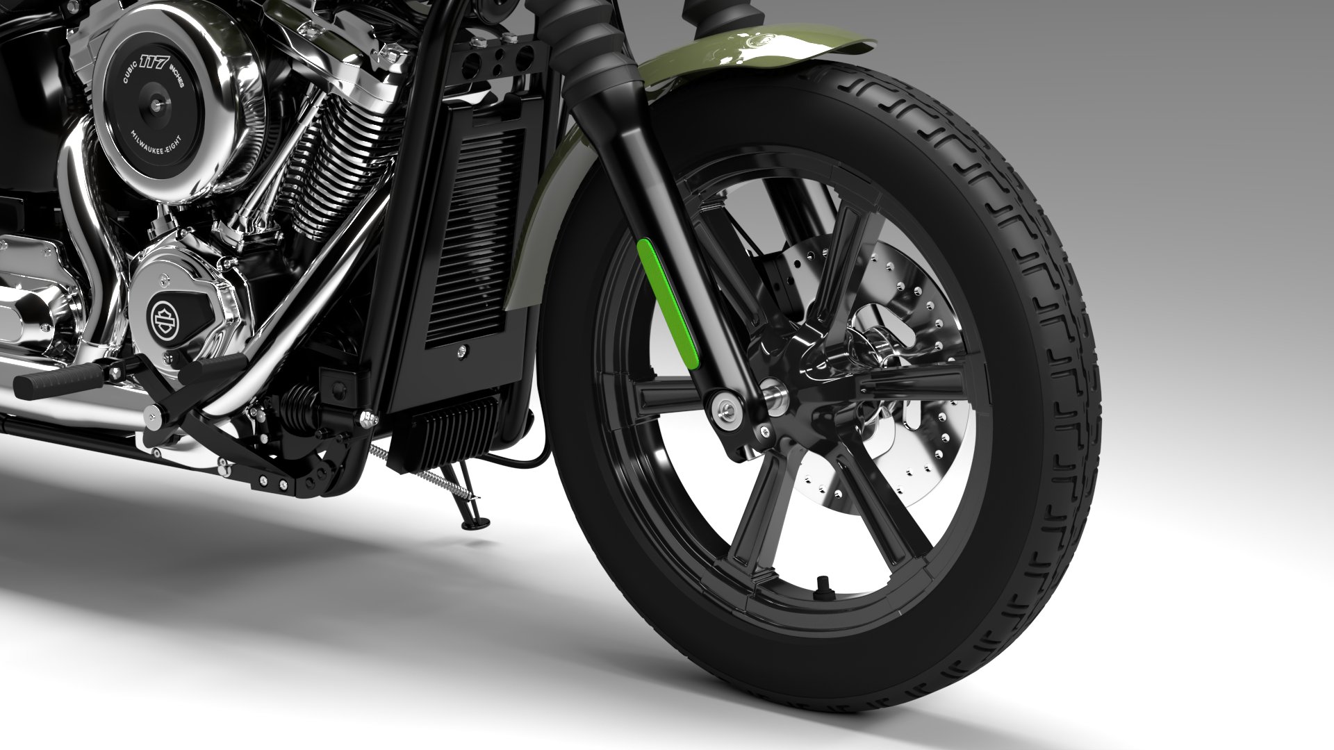 Harley Davidson Street Bob 2026 3D Model (Olive Steel Metallic)