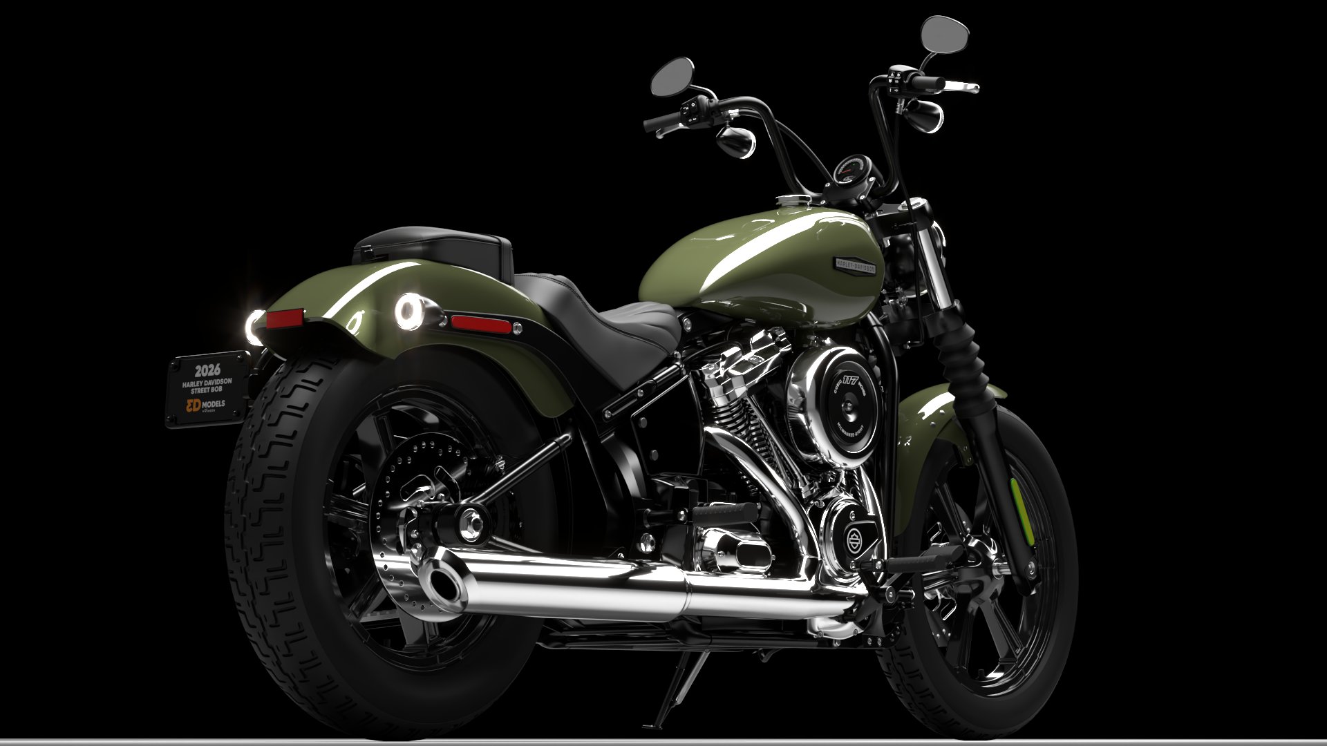 Harley Davidson Street Bob 2026 3D Model (Olive Steel Metallic)