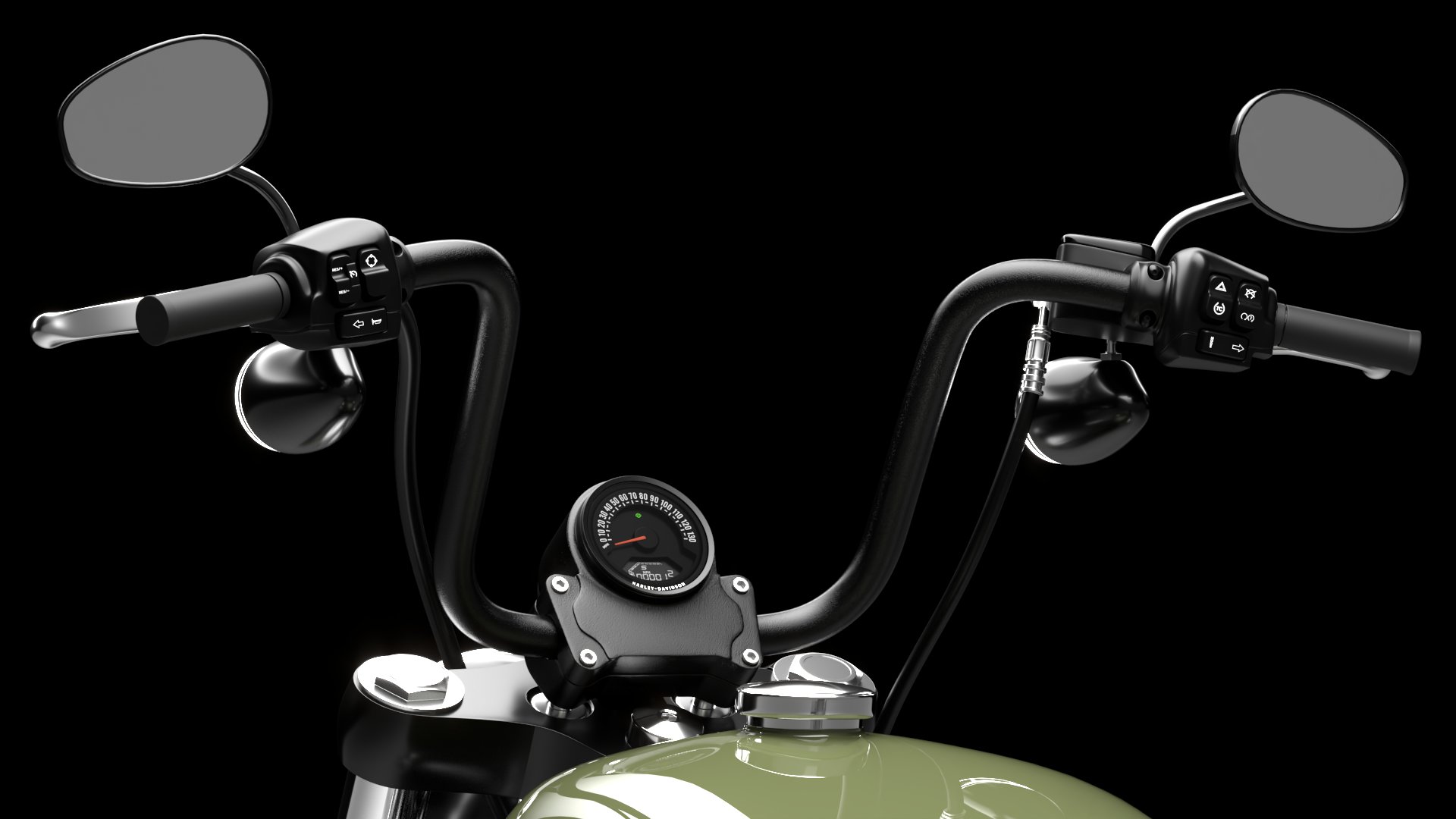 Harley Davidson Street Bob 2026 3D Model (Olive Steel Metallic)