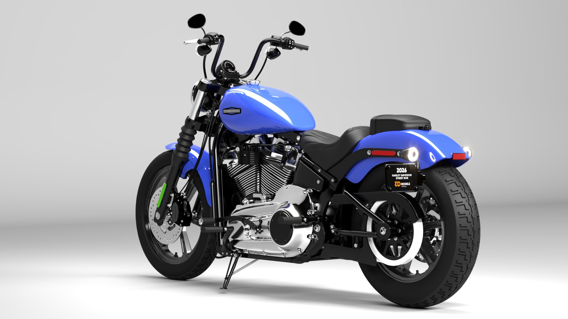 Harley Davidson Street Bob 2026 3D Model (Aurora Blue Denim)