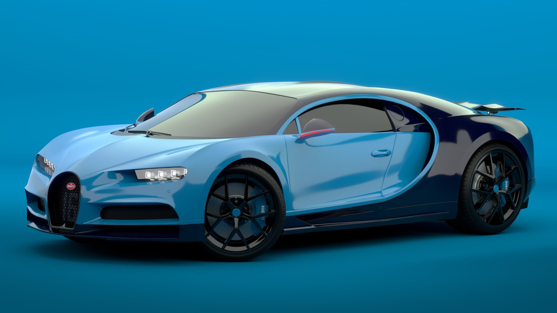 Bugatti Chiron Sport 3D Model Blue