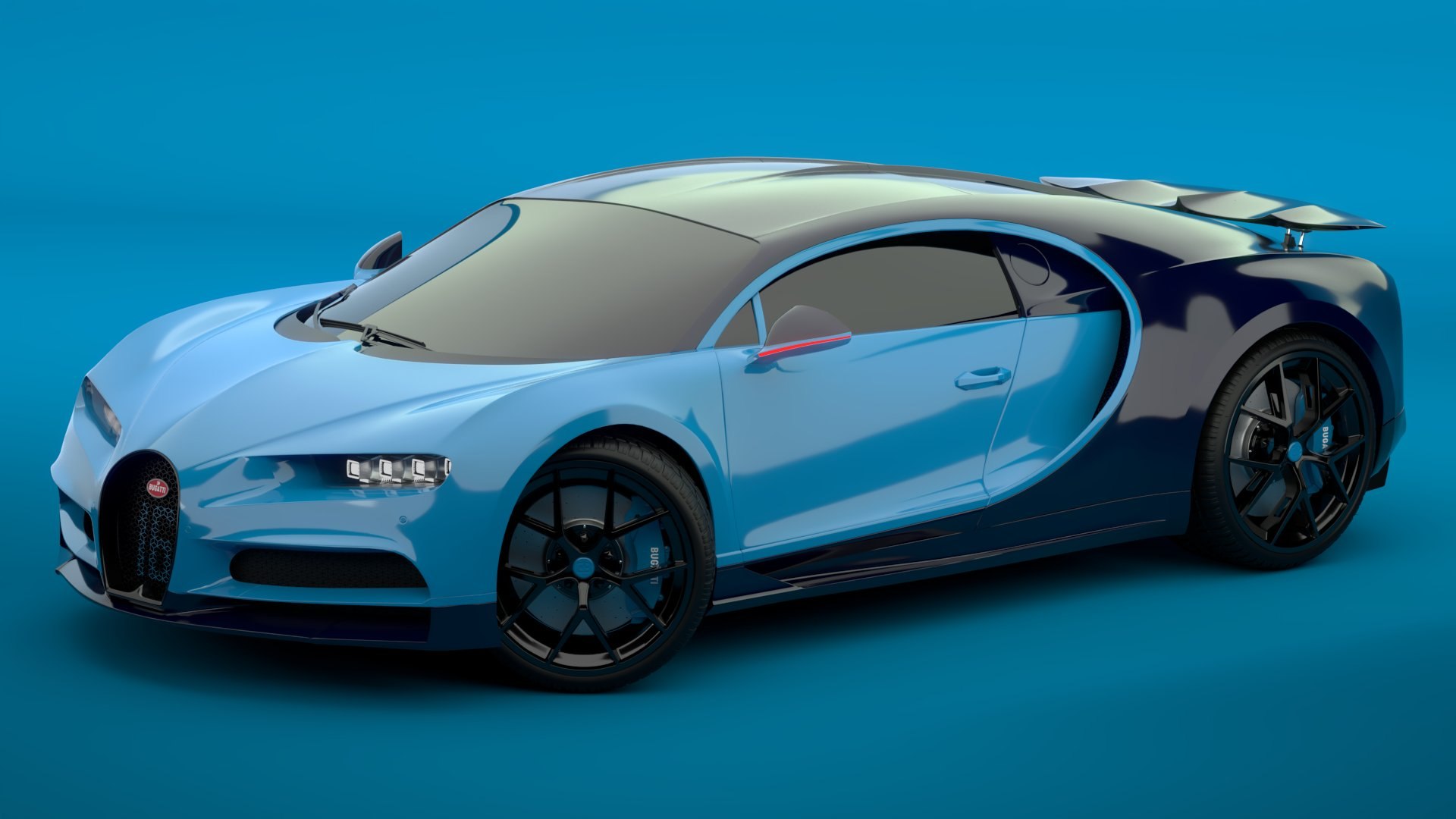 Bugatti Chiron Sport 3D Model Blue