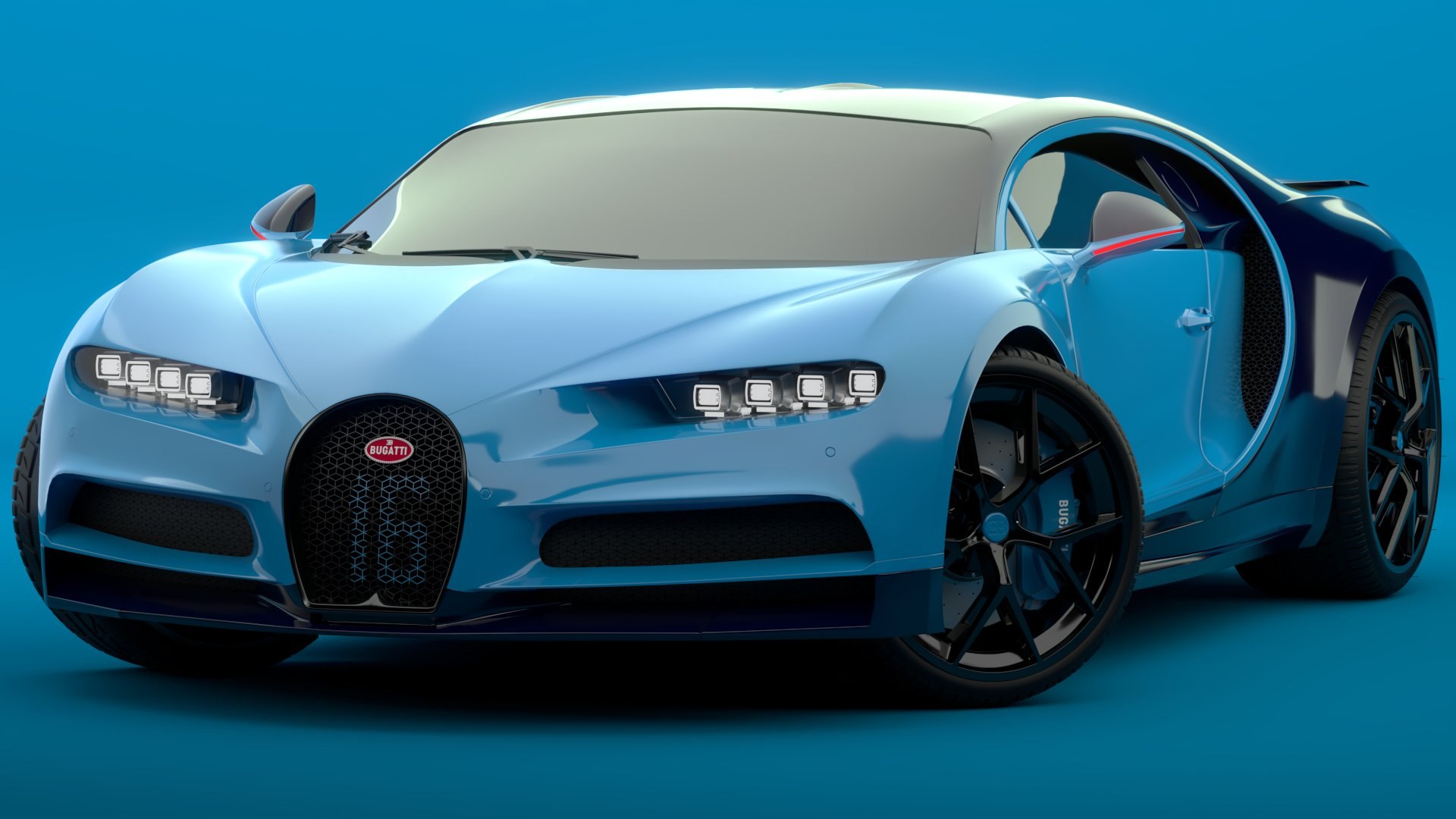 Bugatti Chiron Sport 3D Model Blue