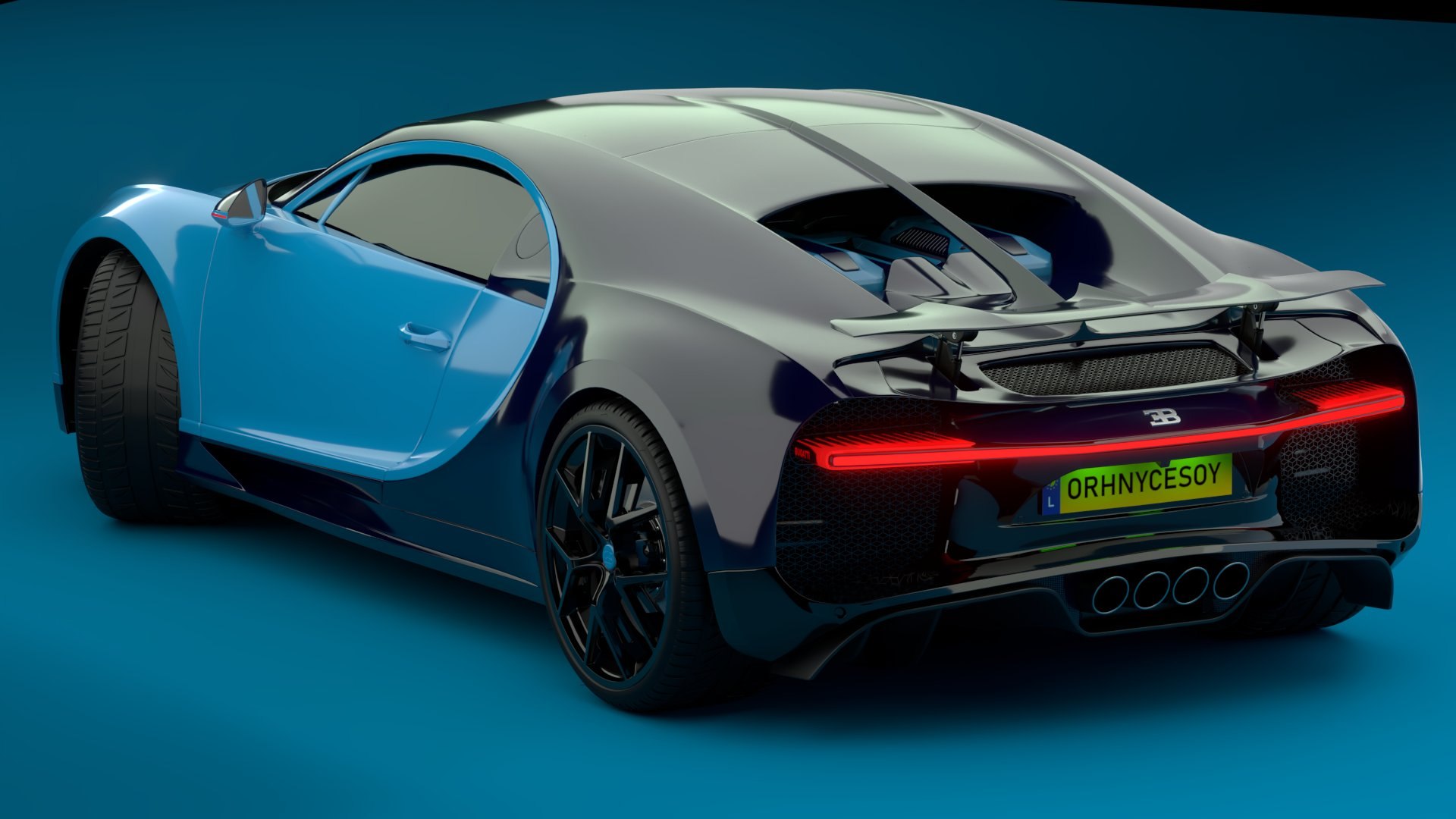 Bugatti Chiron Sport 3D Model Blue