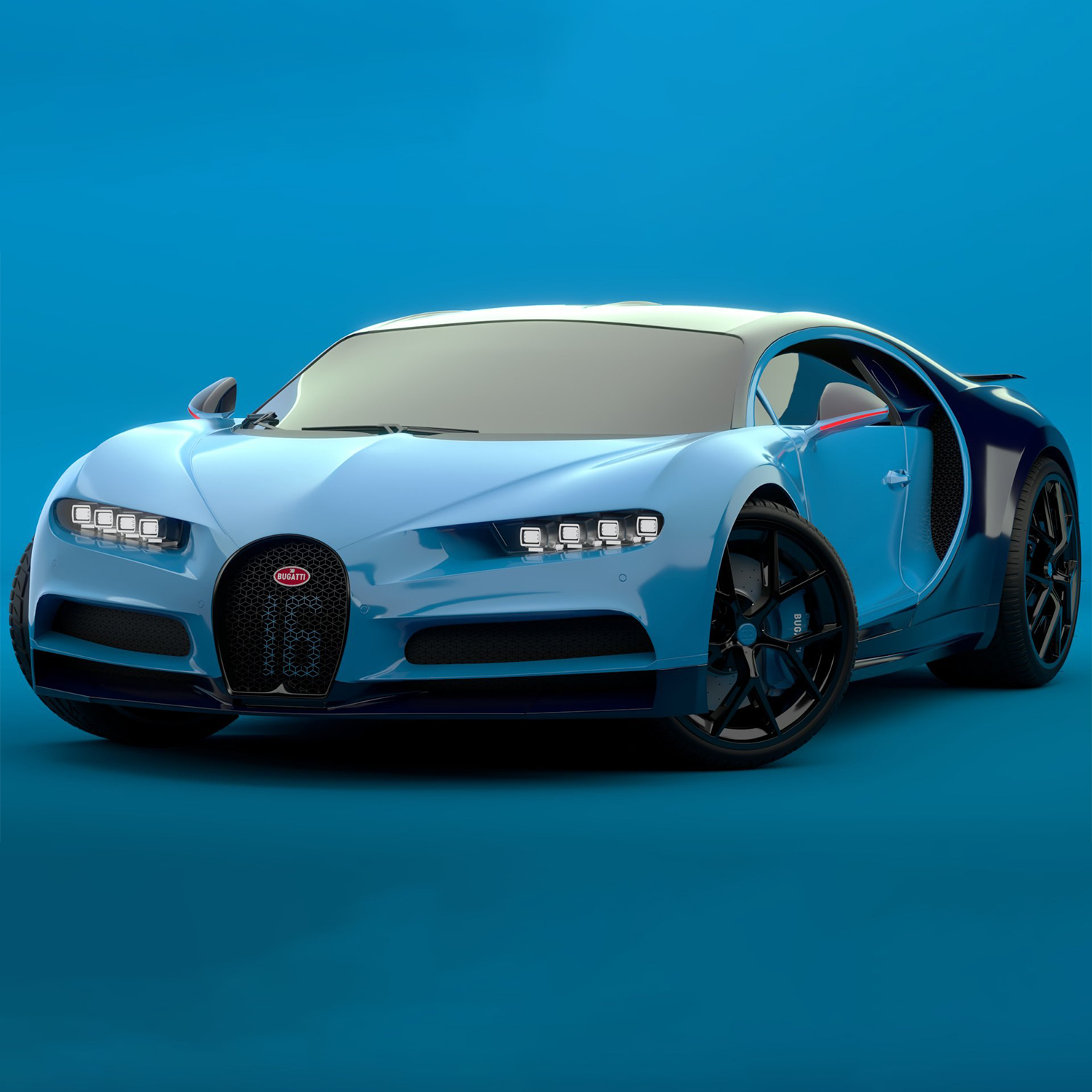 Bugatti Chiron Sport 3D Model Blue