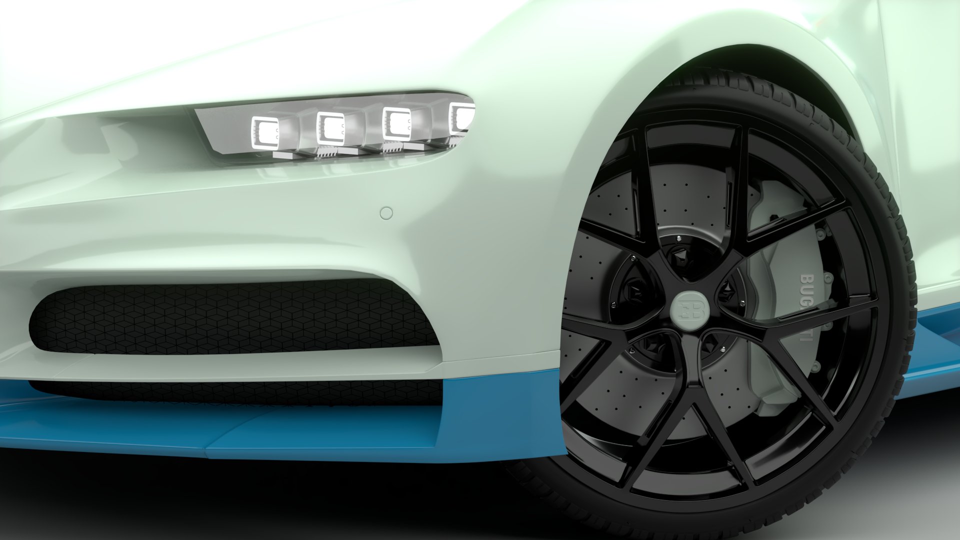 Bugatti Chiron Sport 3D Model Blue White