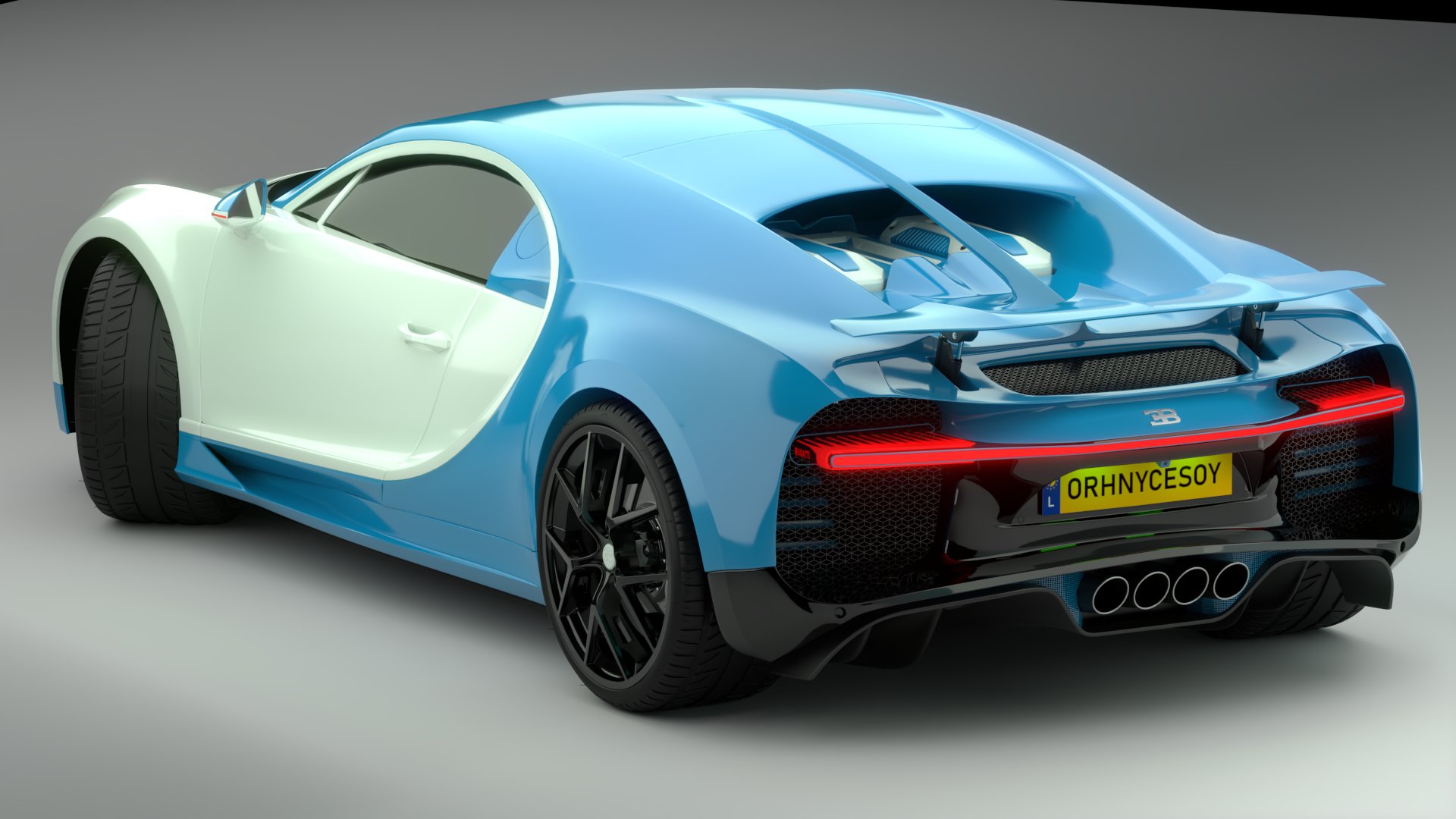 Bugatti Chiron Sport 3D Model Blue White