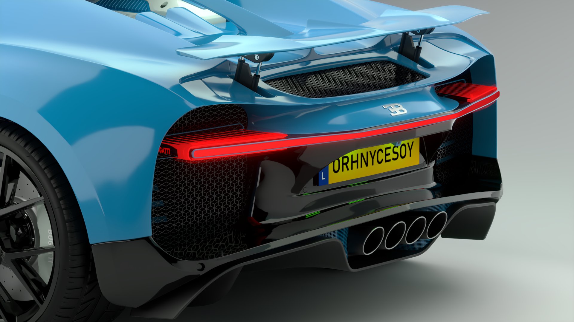 Bugatti Chiron Sport 3D Model Blue White