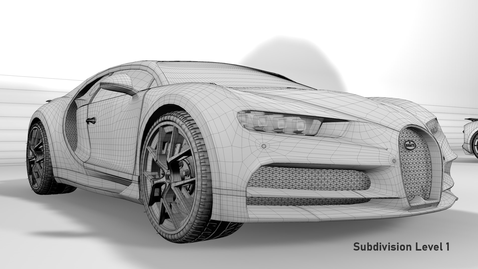 Bugatti Chiron Sport 3D Model Blue White