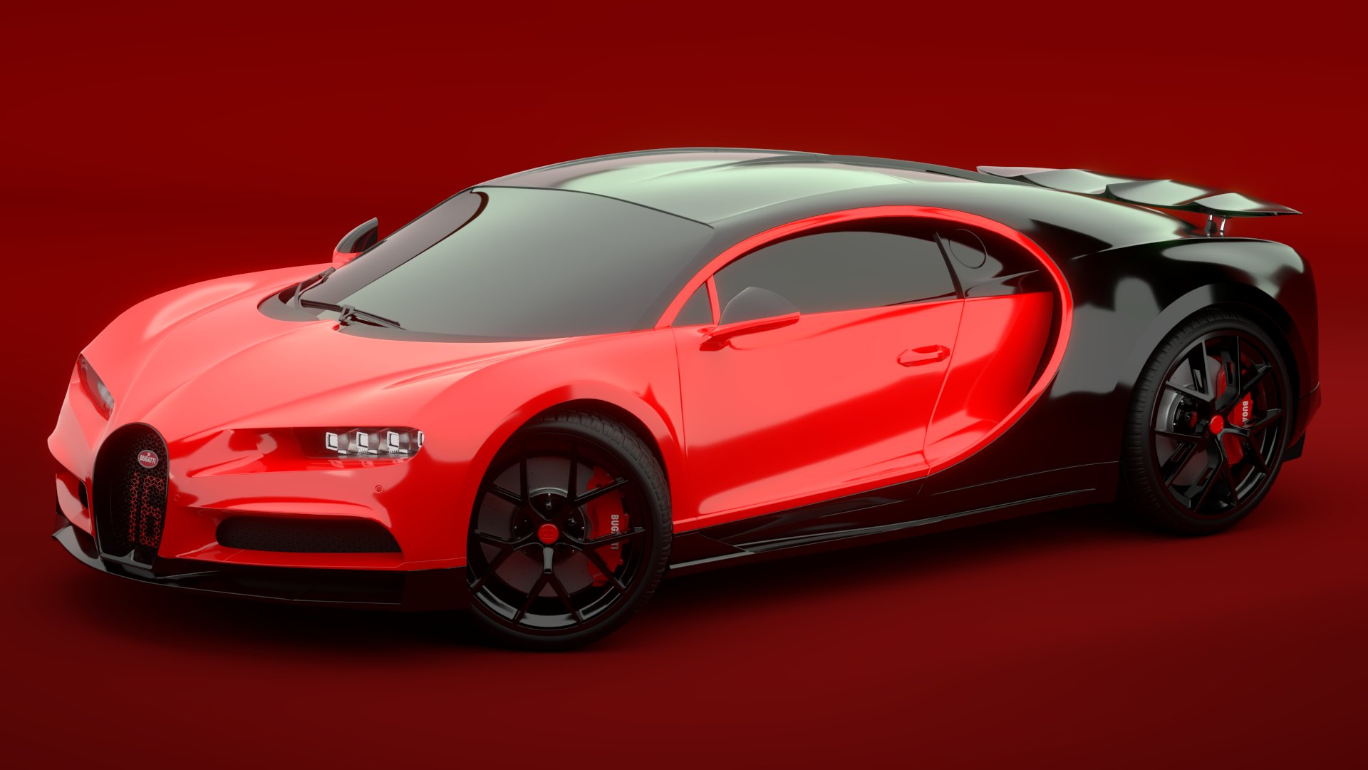 Bugatti Chiron Sport 3D Model Red