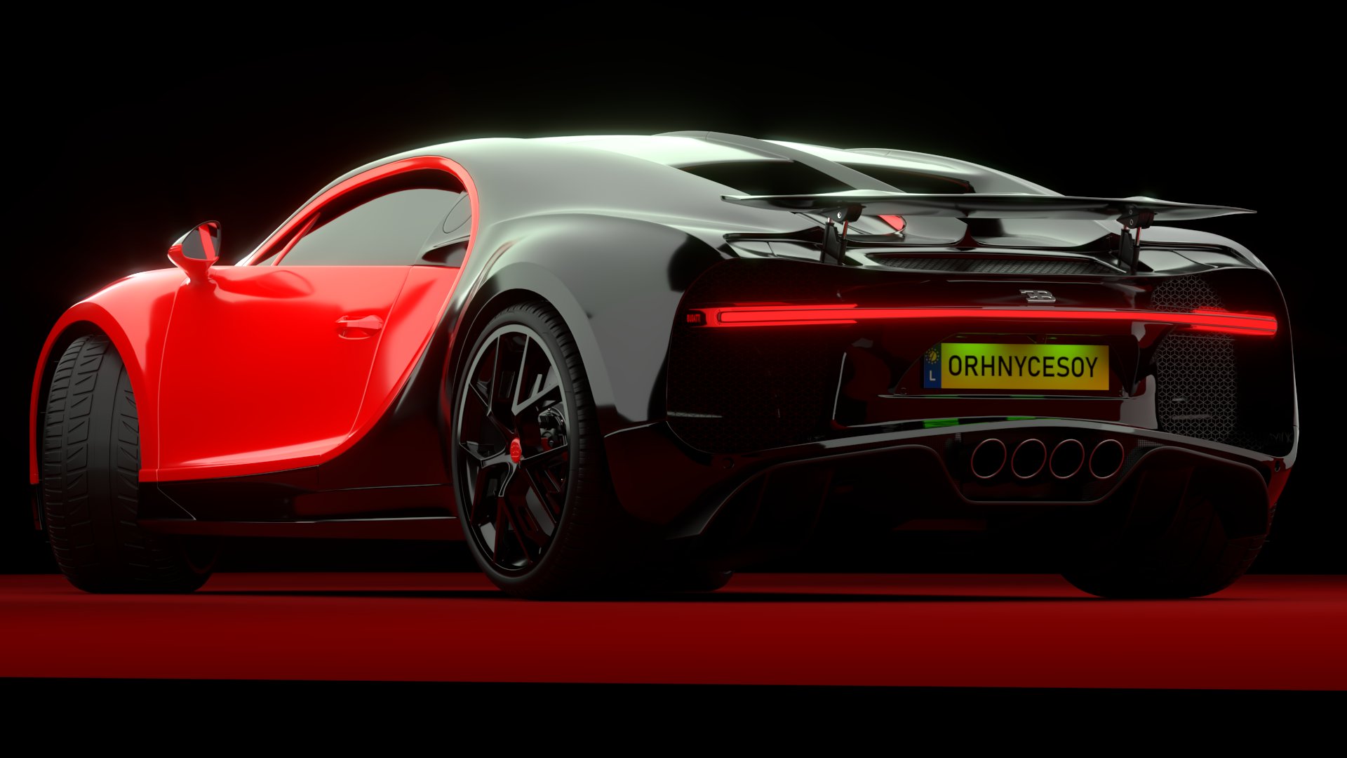 Bugatti Chiron Sport 3D Model Red
