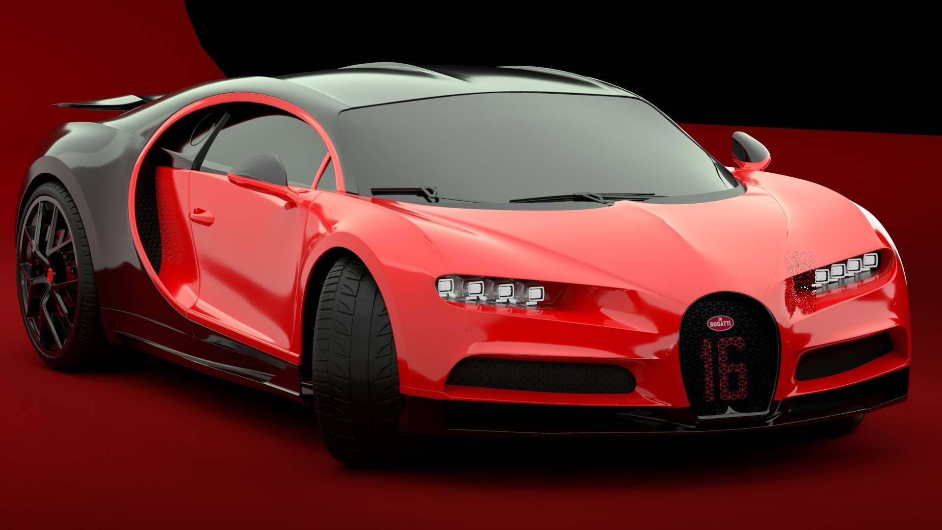 Bugatti Chiron Sport 3D Model Red