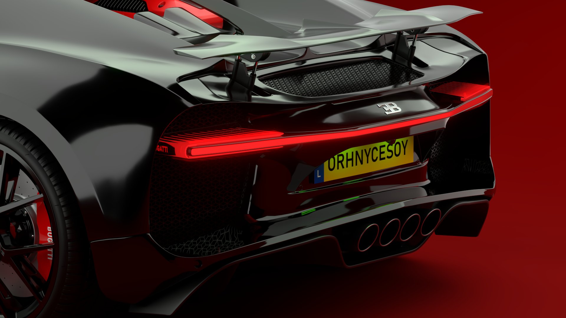 Bugatti Chiron Sport 3D Model Red